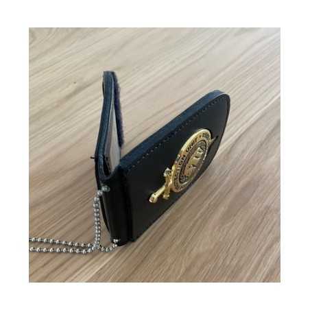 Op maat gemaakte politie- en beveiligingsbadge met leren ID-hoesje