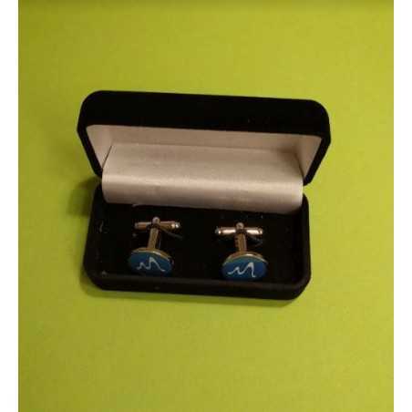 Gepersonaliseerde manchetknopen, stropdasclip en reversspeldset in elegante geschenkdoos